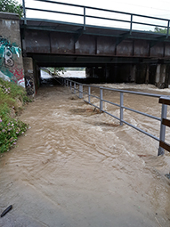 Überflutete Unterführung in Rosenheim